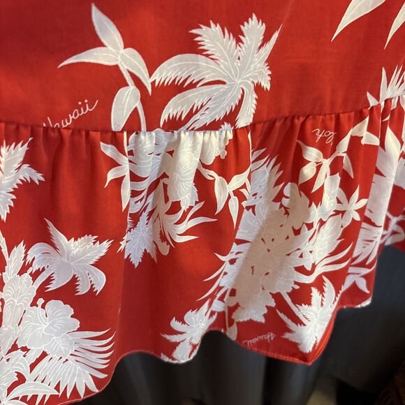 Vintage 90s Women's Kalena Fashions of Hawaii Red Hibiscus Floral Muumuu Size M - Picture 4 of 12